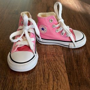 Converse pink high tops! Size 3! Great condition!